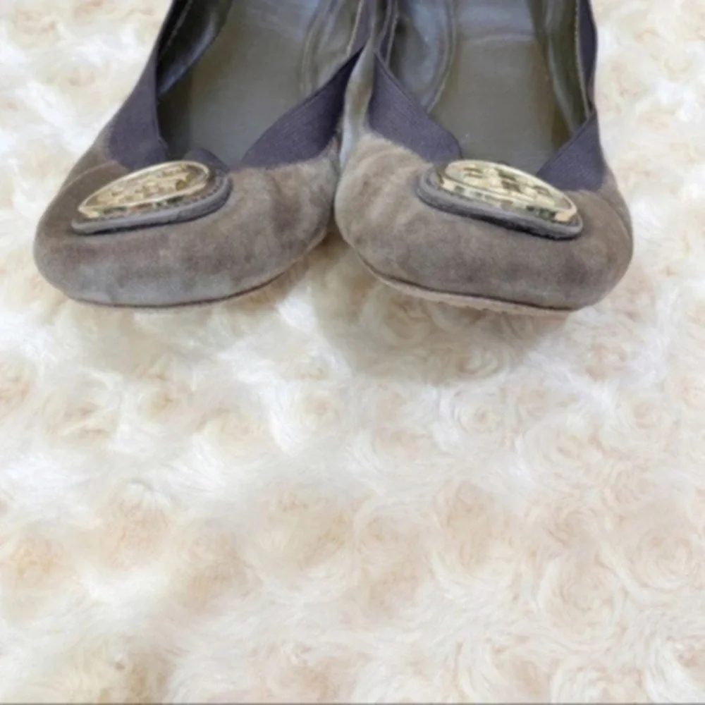 Tory Burch Caroline 2 Brown Suede Ballerina Flat Size 6M